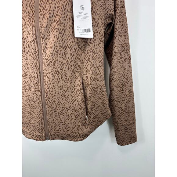 Athleta Salutation Jacket Sz Large Animal Print Cheetah Performance Athletic NWT - Picture 15 of 16
